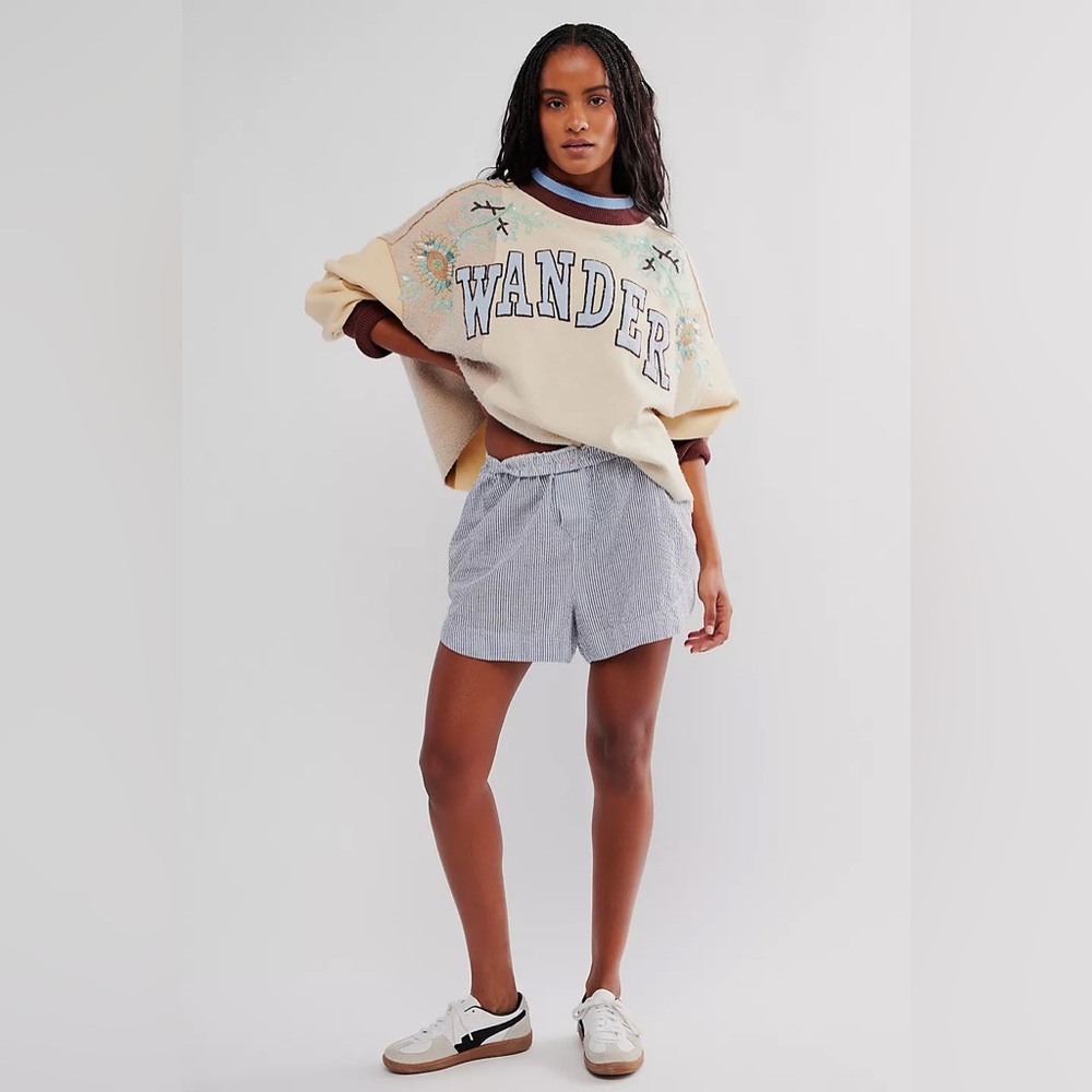 Free People Bali Day Dreams Wander Beaded Patchwork Crew Pullover Sweatshirt | M - Picture 2 of 9